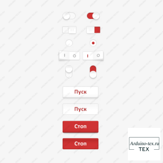 Набор графических элементов в красно-белых тонах для дисплеев DWIN