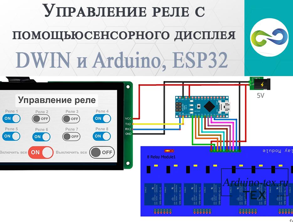 .Управление реле с помощью сенсорного дисплея DWIN и Arduino, ESP32.