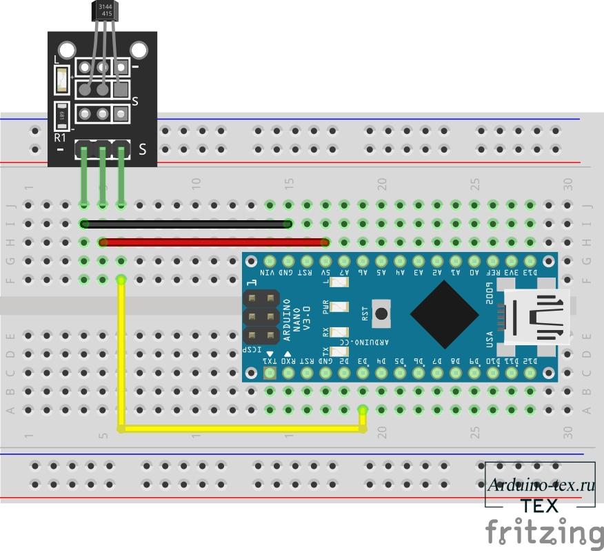 Схема подключения к Arduino NANO KY-003.
